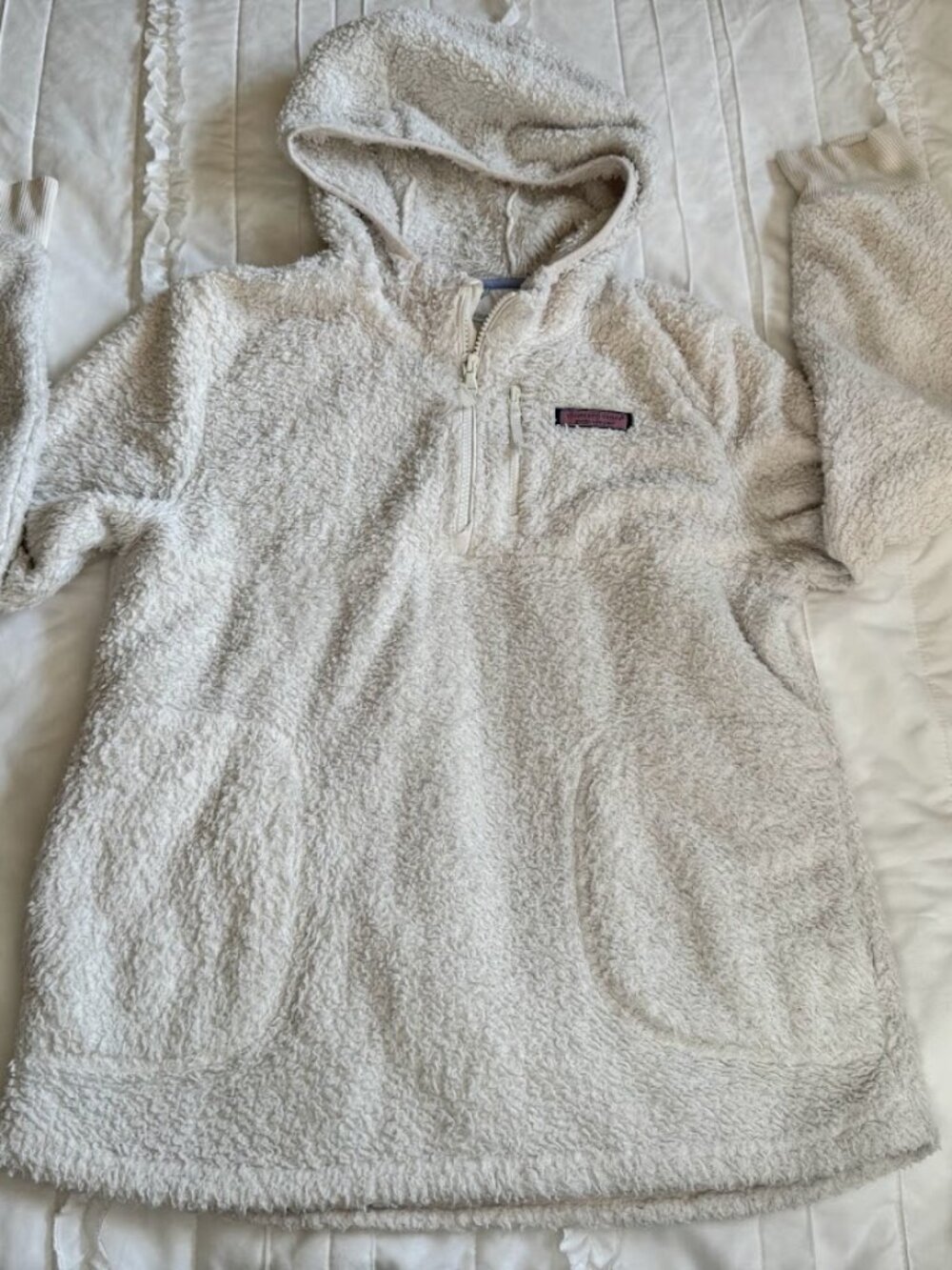 Vineyard Vines Womans XL Half Zip Cream Teddy Hoodie